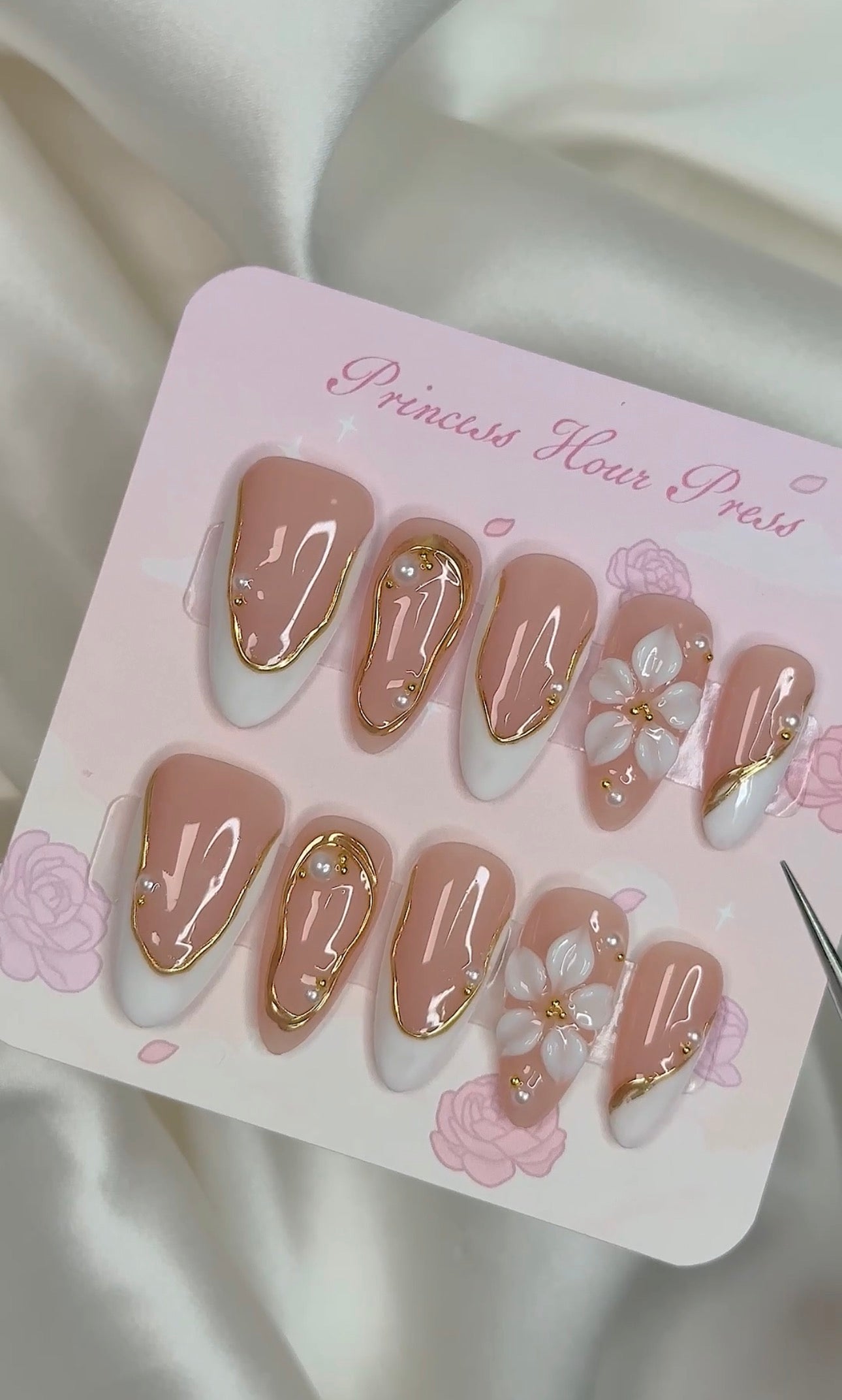 French Tip with Gold Line
