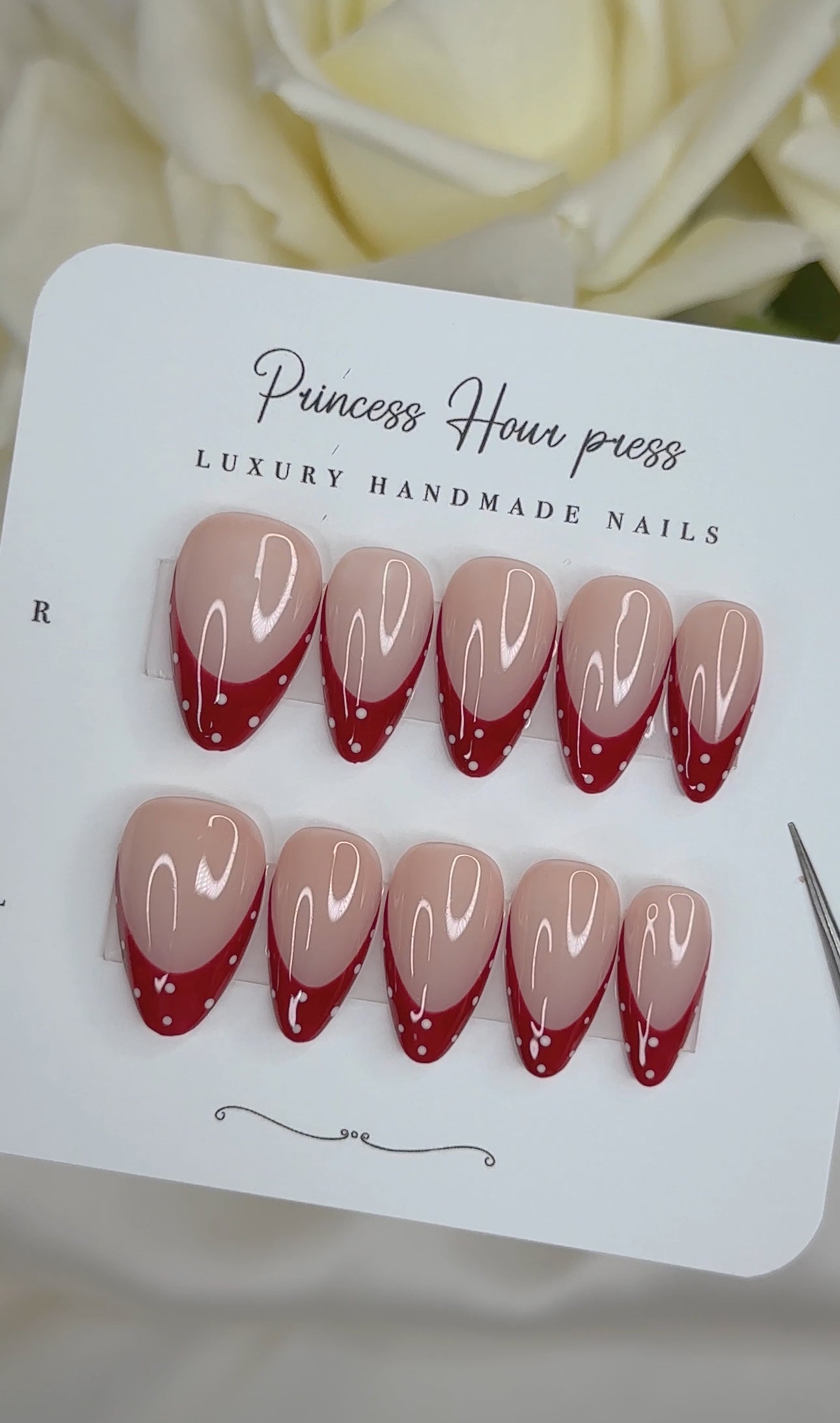 Red French Tip With Polka Dot