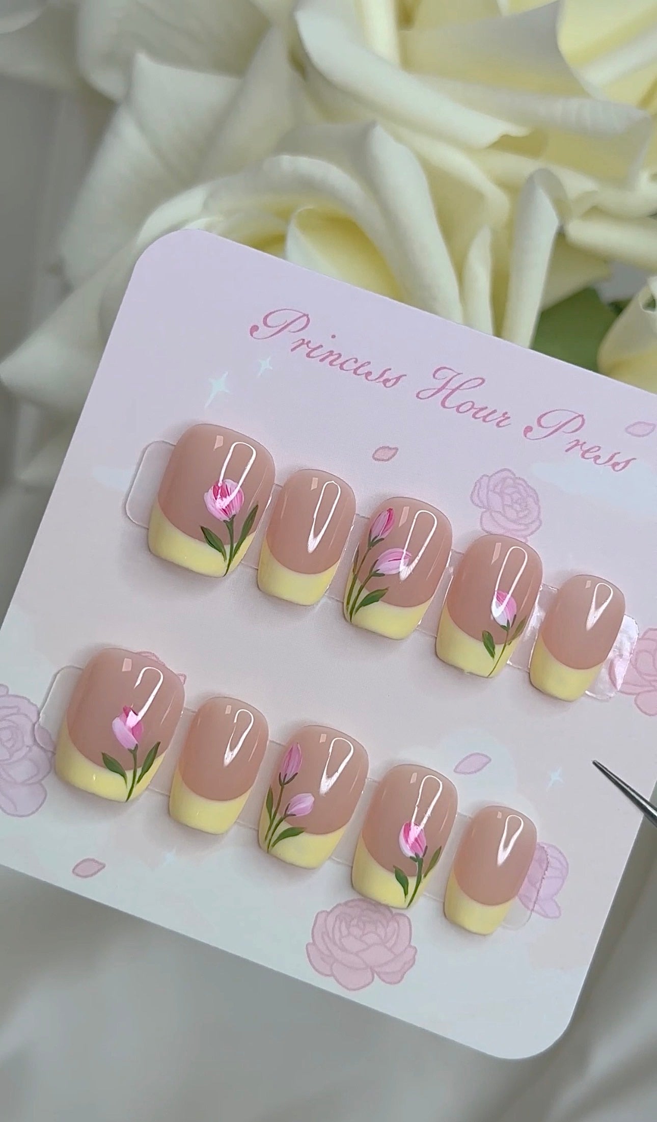 Yellow French Tip With Tulip