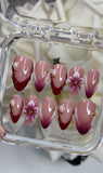 3d Red French Tip with Flowers