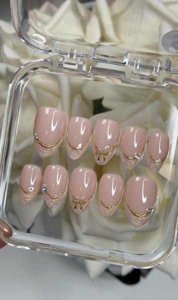 Gold Pearl French Tip with Chrome