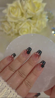 Blushing Black French Tip with Rose