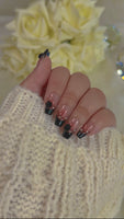 Blushing Black French Tip with Rose