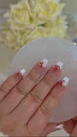 Blushing White French Tip with Rose