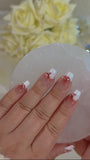 Blushing White French Tip with Rose