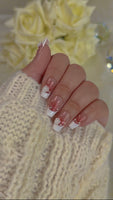 Blushing White French Tip with Rose