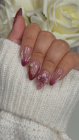 3d Red French Tip with Flowers