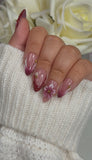 3d Red French Tip with Flowers