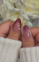 3d Red French Tip with Flowers