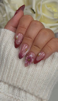 3d Red French Tip with Flowers
