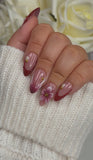 3d Red French Tip with Flowers