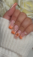 3d Pumpkin French Tip with Flowers