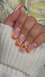 3d Pumpkin French Tip with Flowers