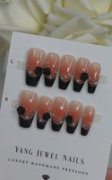 Blushing Black French Tip with Rose