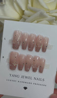 Pink Glitter Tip With Rose