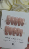 Pink Glitter Tip With Rose