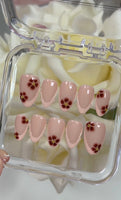 French Tip With Brown Blooming Flowers