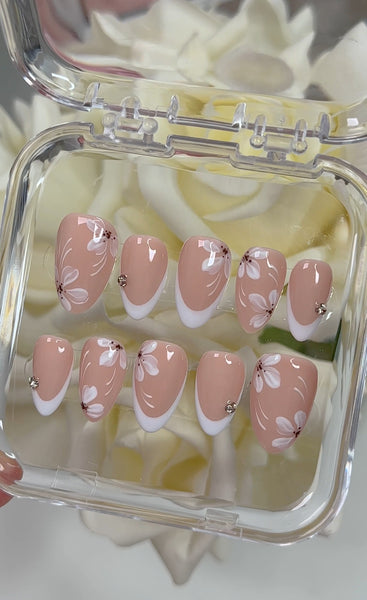 White French Tip With Flower