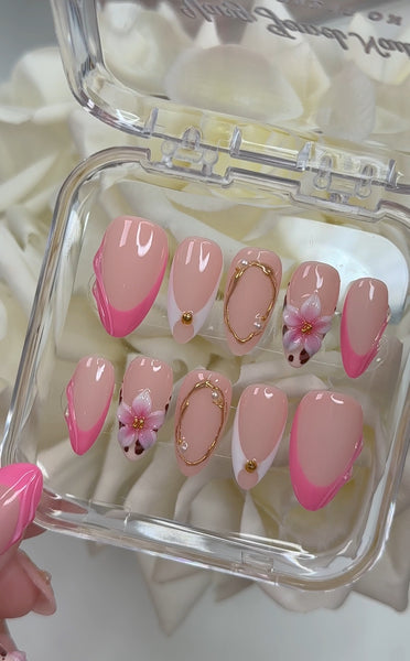 Pink White Leopard French with Flower