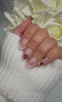 French Tip With Brown Blooming Flowers