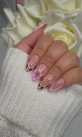 3D Pink French Tip With Leopard Print