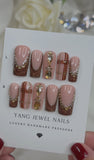 Brown Swirl French with Crystals