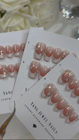 Blushing French Tip with Chrome Flower Small (RTS)