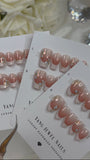 Blushing French Tip with Chrome Flower Small (RTS)
