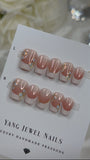 Blushing French Tip with Chrome Flower Small (RTS)