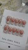 Blushing French Tip with Chrome Flower Small (RTS)