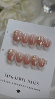 Blushing French Tip with Chrome Flower Small (RTS)