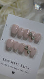 Glitter French Tip With Bow Large (RTS)