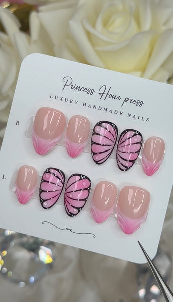 Pink Butterfly - Short Almond