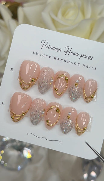 Chrome and Seashell - Short Almond