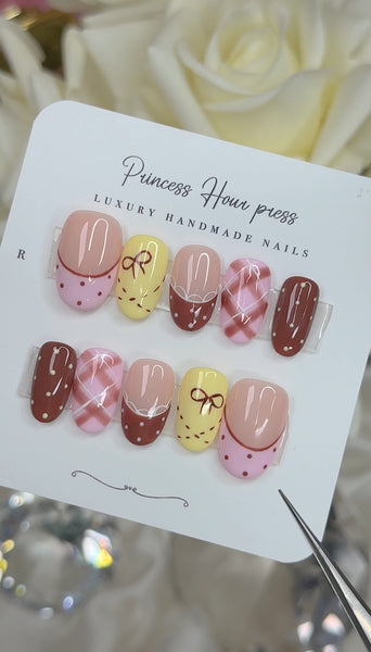 Pink Yell Brown Polka Dot - Short Round