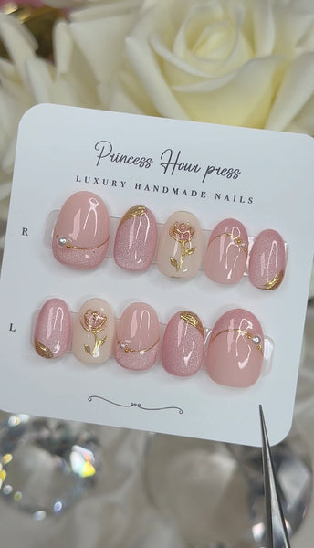 Pink Cateye Rose - Short Round