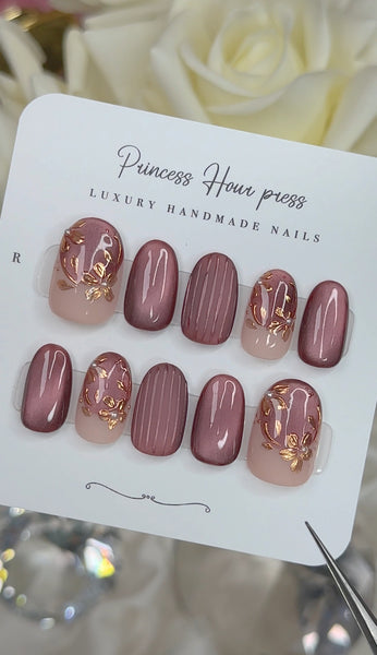 Purple Cateye with Chrome Flower - Short Round