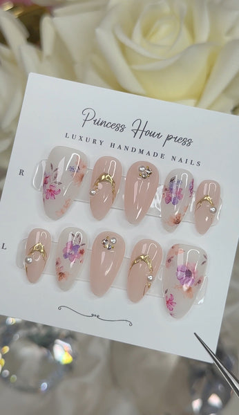 Pink Floral - Medium Almond