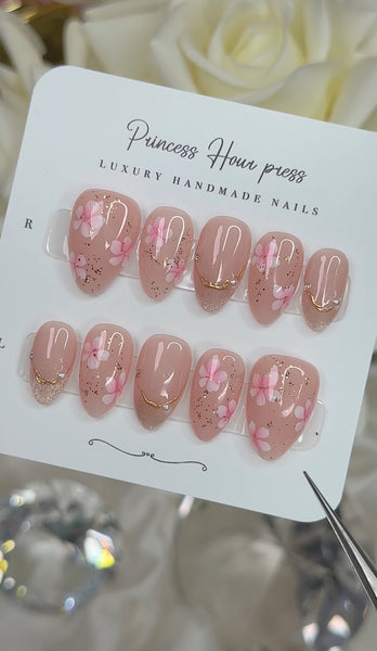 Peach Blossom with Cateye - Short Almond