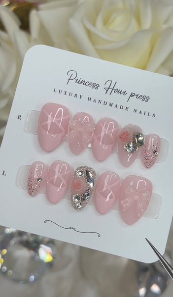 Pink Ballerina Crystal - Short Almond