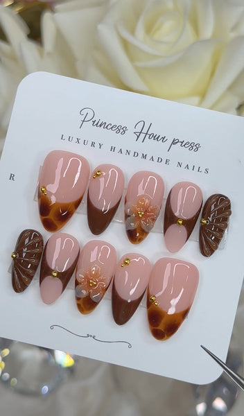 Brown French and Tortoise - Medium Almond