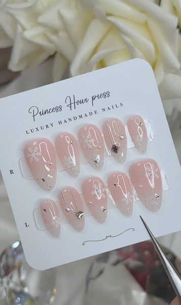 Ombre With Snowflake - Medium Almond