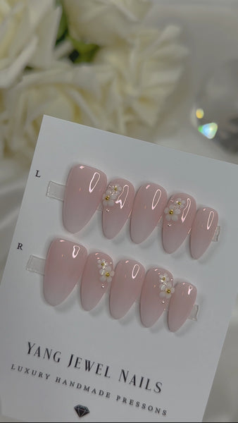 Pink and White Ombre with Flower