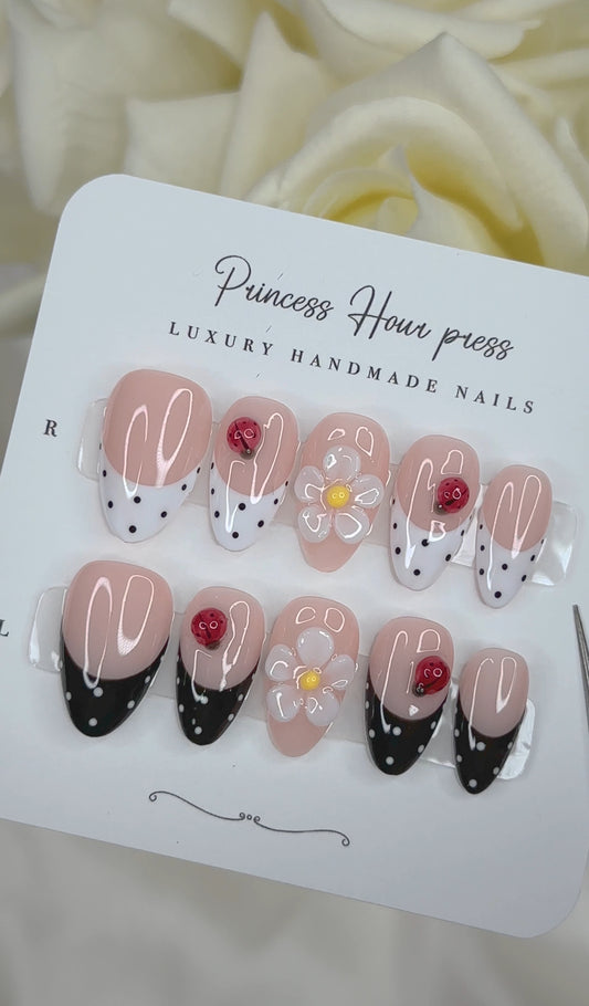 Lady Bug Polka Dot French Tip