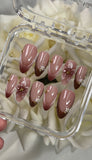 3d Brown French Tip with Flower